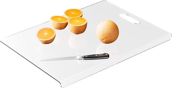 Piastra di taglio in acrilato con bordo opposto - Piastra di taglio trasparente antiscivolo 5 mm con manico, piastra di taglio per cucina per pane, frutta, verdura (48 x 37 cm)