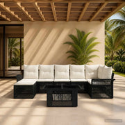 Set Divano da Giardino 8 pz Nero e Bianco Crema polyrattan 3436672