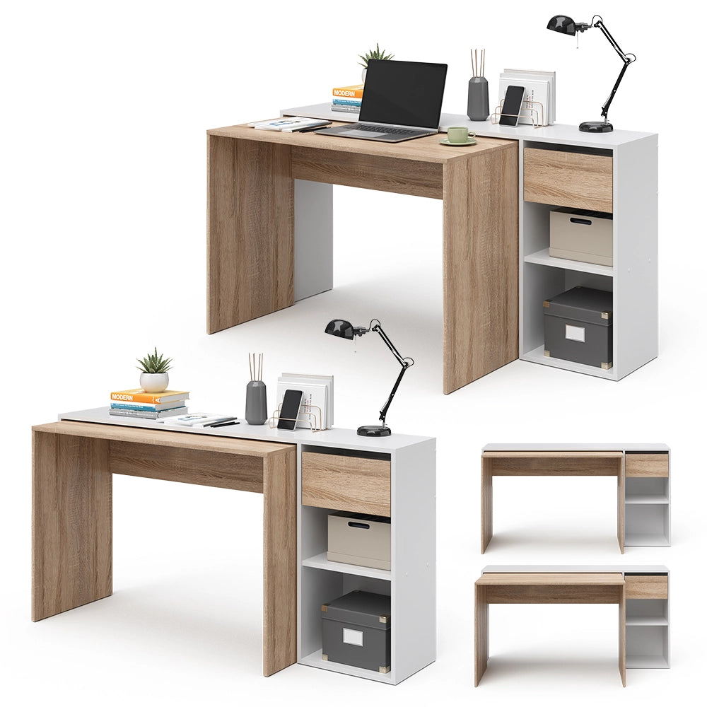 Vicco Scrivania Bianco/Sonoma 145 x 46.4 cm