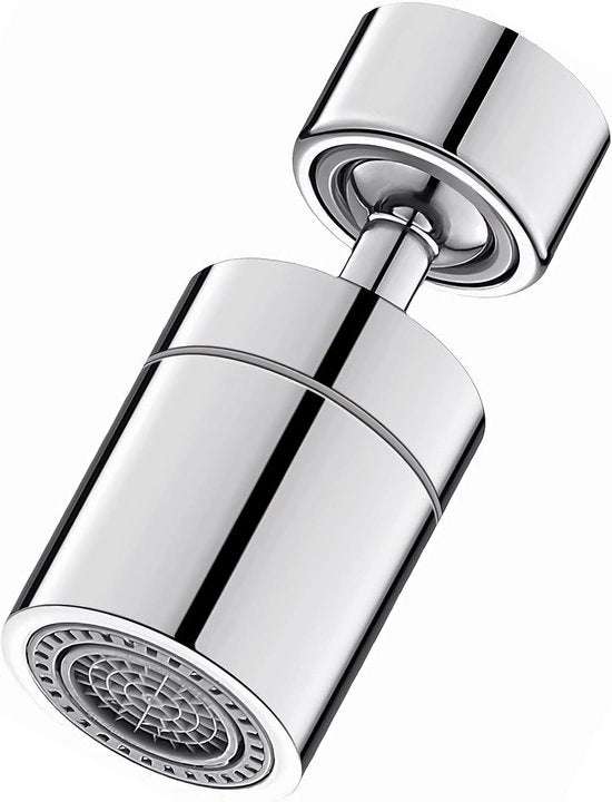 Attacco di Rubinetto Rotante 360° in Argento - Interfaccia Universale - Aerator di Rubinetto - 2 Funzioni di Aspersione - Risparmio di Acqua - Cucina - Bagno
