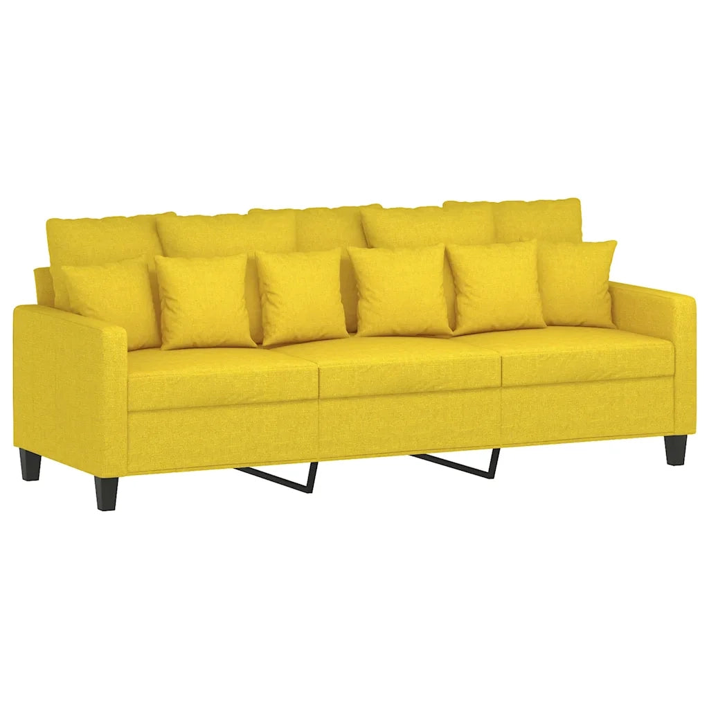 Divano a 3 Posti Giallo Chiaro 180 cm in Tessuto 359280