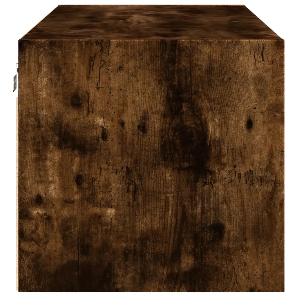 Armadietto a Muro | Mobile a Muro con Ante in Vetro Rovere Fumo 102x37x35 cm