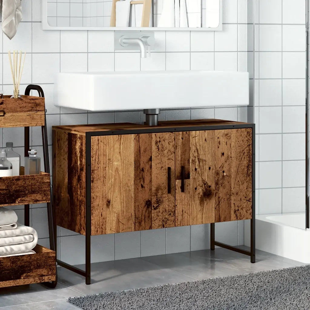 Mobile da Bagno Legno Antico 80x33x60 cm in Truciolato 857704