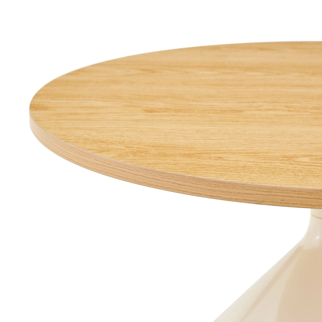 Tavolini bassi impilabili set 2 con piano in melamina effetto legno e base conica in acciaio per soggiorno