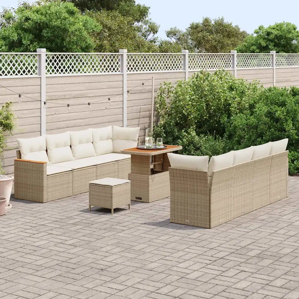 Set Divano da Giardino con cuscino 12 pcs Beige polyrattan 3364971