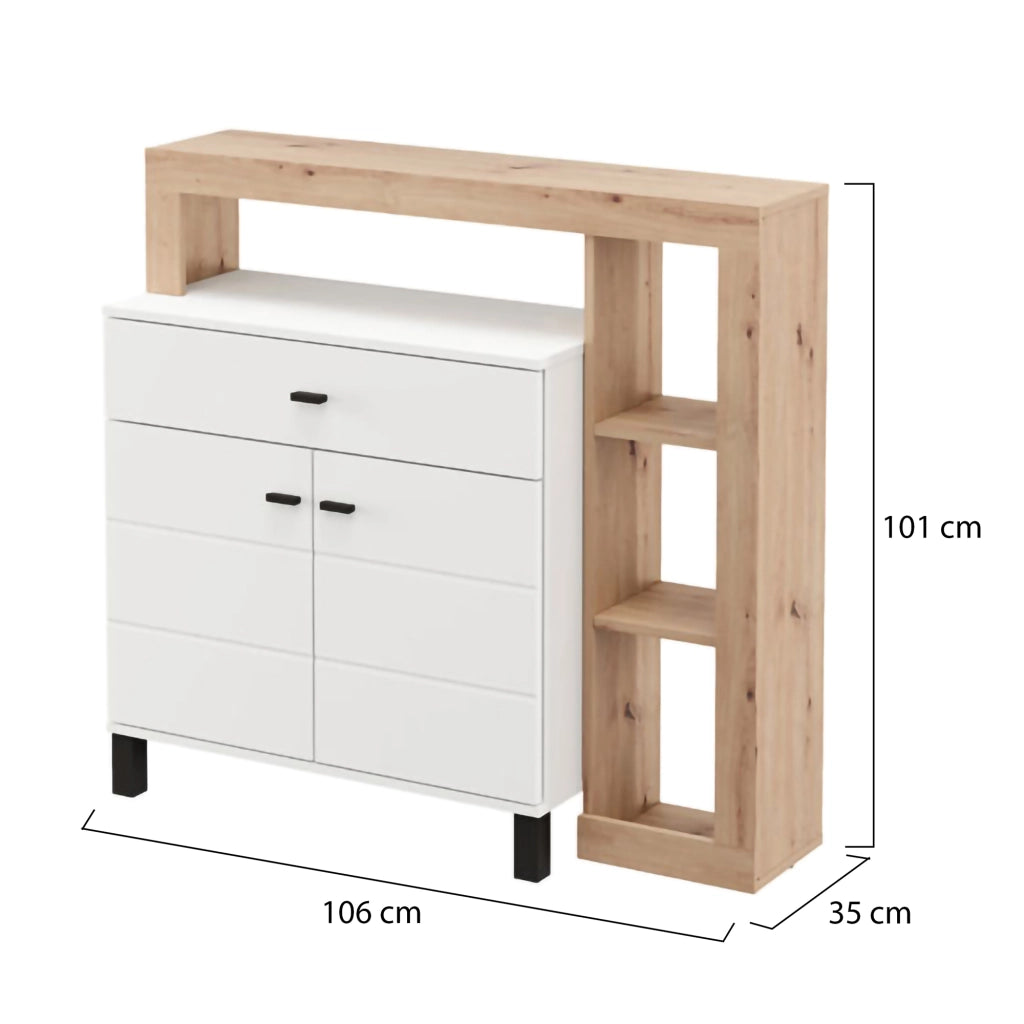 Madia Banos, Credenza un Cassetto, 106x35x101h cm Bianco