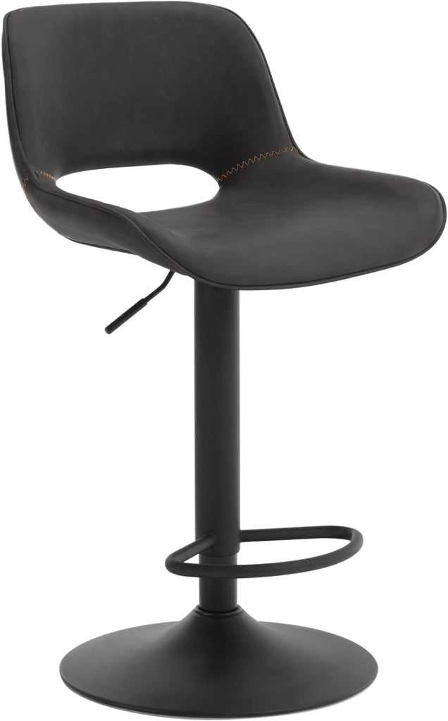 Sgabello da Cucina, Sedia da Bar in Lino, Sgabello Regolabile in Altezza, con Schienale, Seduta Imbottita Girevole a 360°, per Bistrot, Cucina, Pub, Base in Metallo, Grigio, BH438gr-1