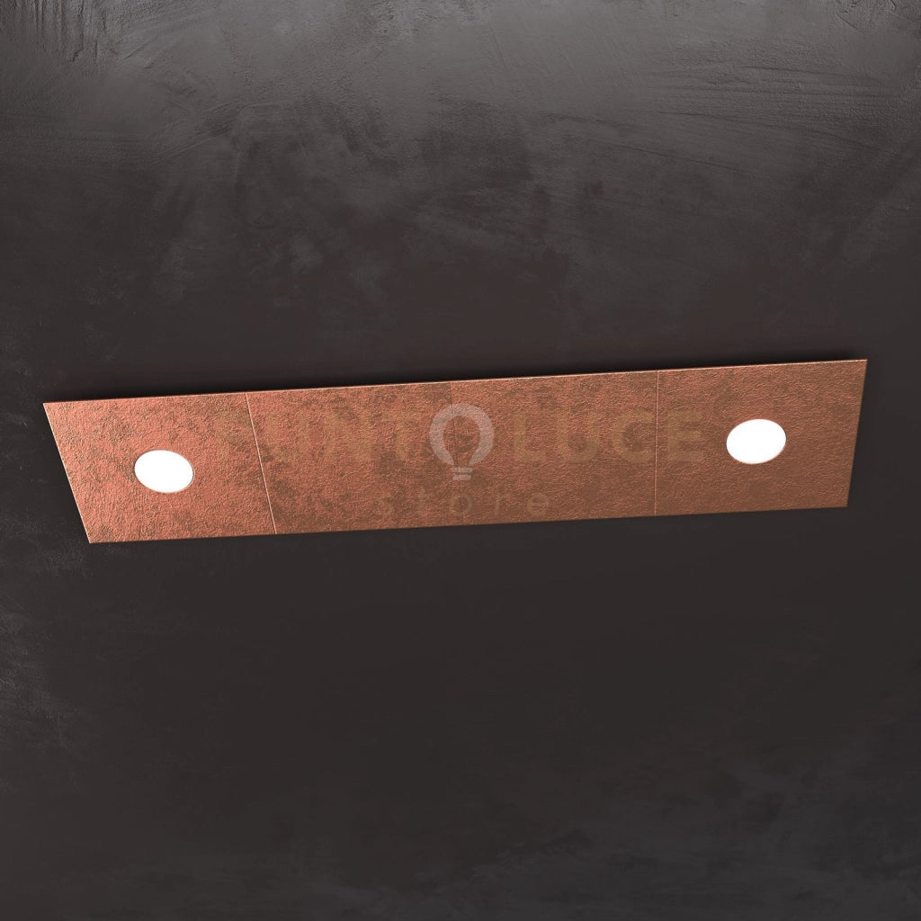 ECCENTRIC APPLIQUE-PLAFONIERA 2 LUCI + 2 DECORATIVO FOGLIA RAME 1156-2L2D-FR