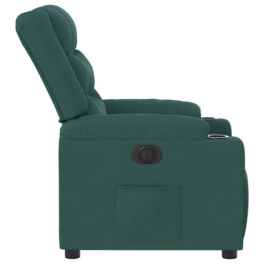 vidaXL Poltrona Elettrica Reclinabile Verde Scuro in Tessuto