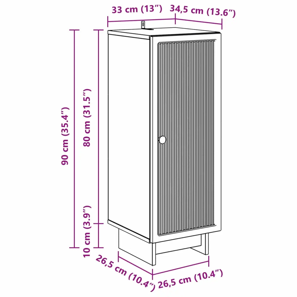 Credenza Bianco Lucido 33 x 34,5 x 90 cm Legno ingegnerizzato