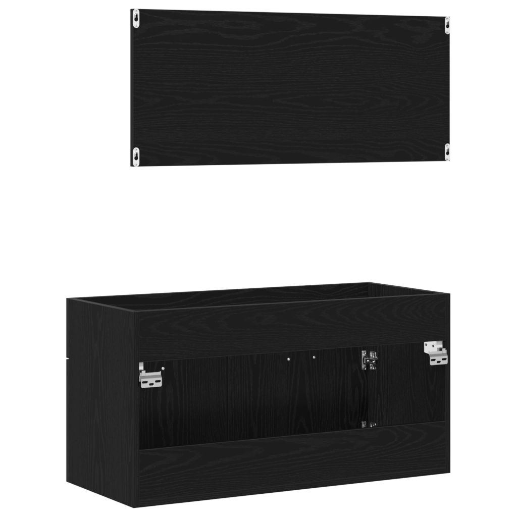 Set di Mobili da Bagno in 2 Pezzi Legno Ingegnerizzato Nero