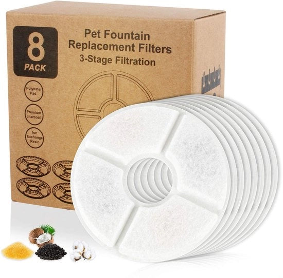 Filtro attivo a forma di fiore per sostituire per fontaniera per animali, filtro per sostituire per fontaniera per gatti e cani (8 pezzi)