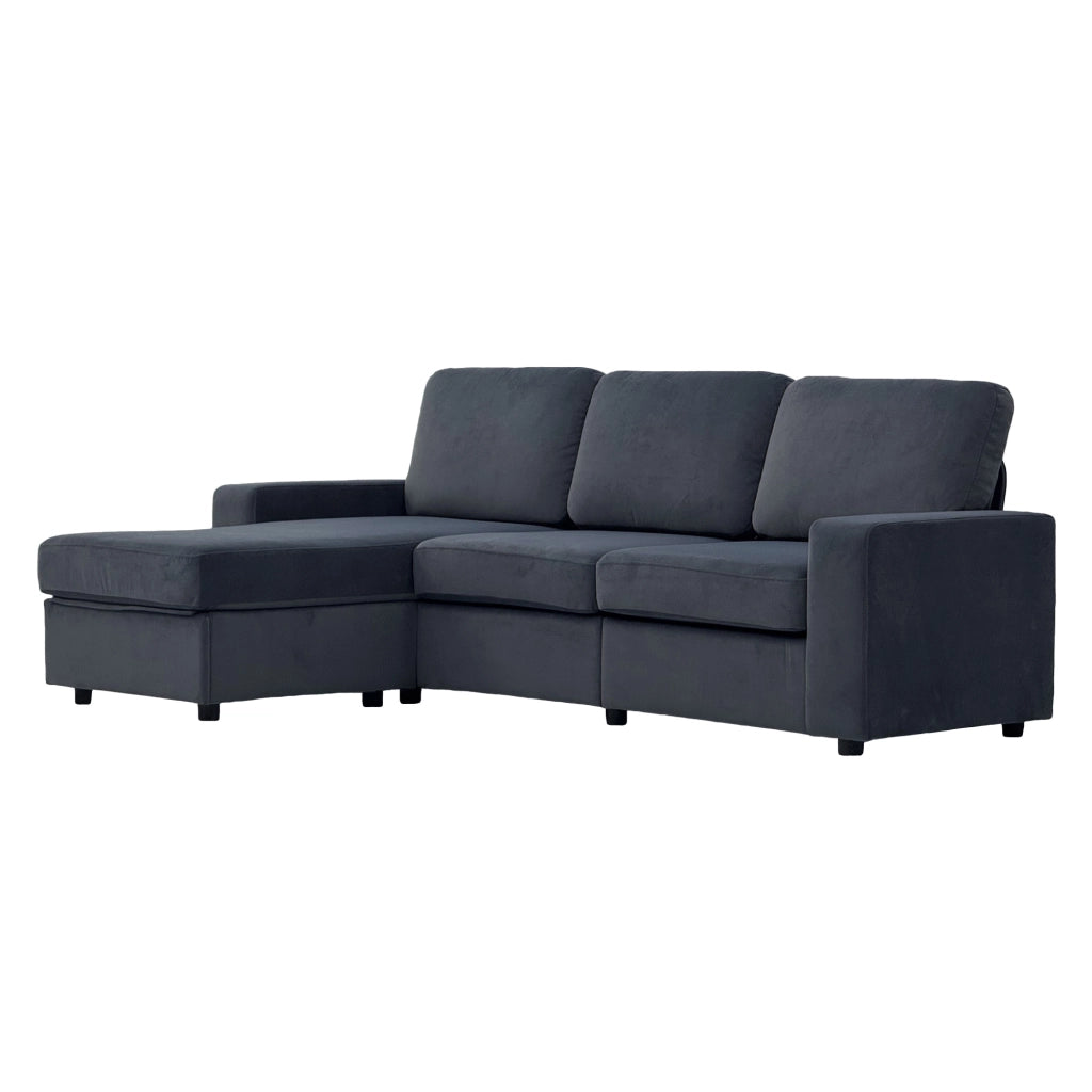 Divano Angolare con Ottomane e 4 Contenitori ¨C Xylo ¨C Tessuto Grigio Scuro, 245 cm