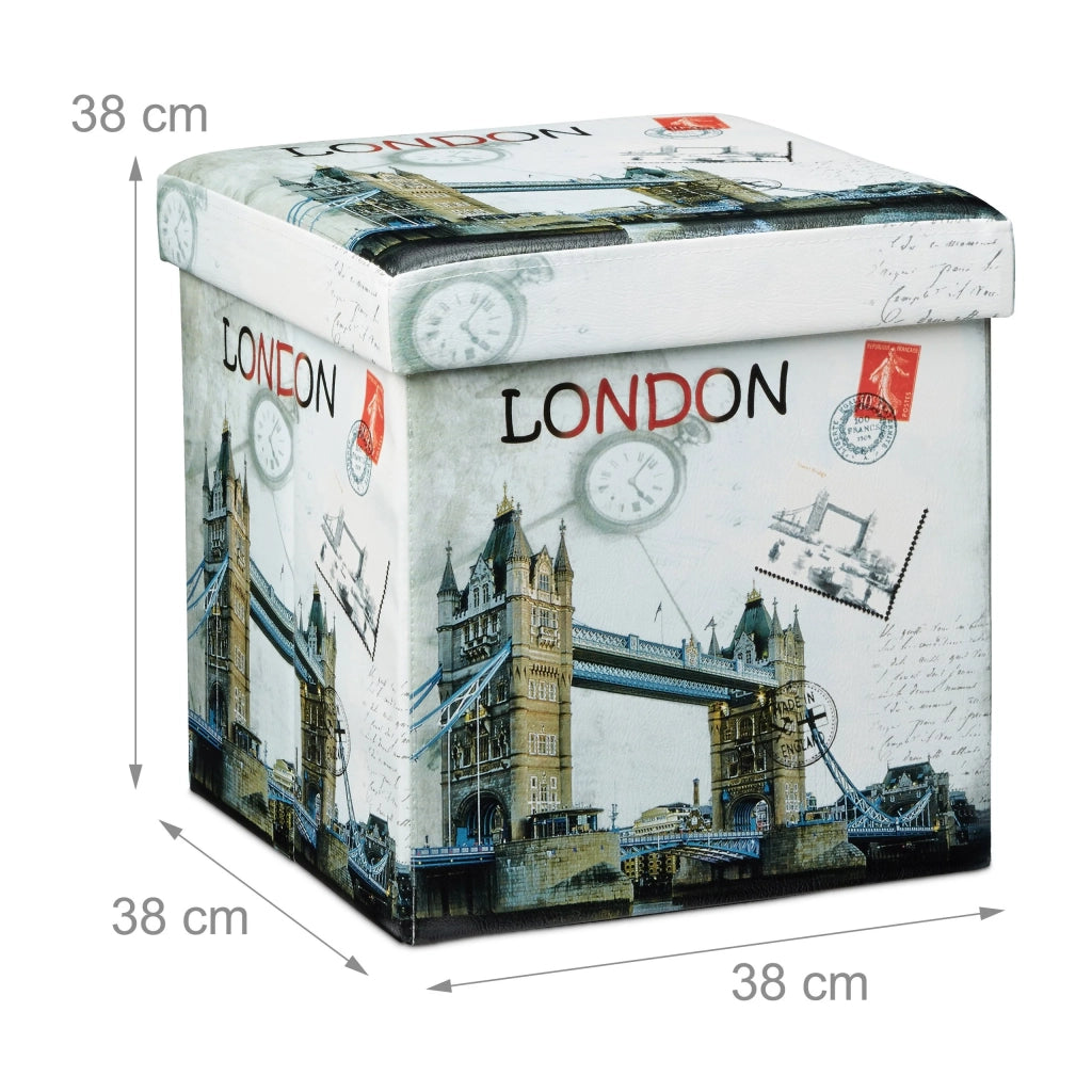 Sgabello pieghevole con vano portaoggetti panca pieghevole 38 x 38 cm London multicolore 2013068