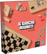 Editrice Giochi, Giochi da Tavolo Classici, Set di 6 giochi da tavolo in legno, Scacchi, Dama, Dama Cinese, Domino, Torr