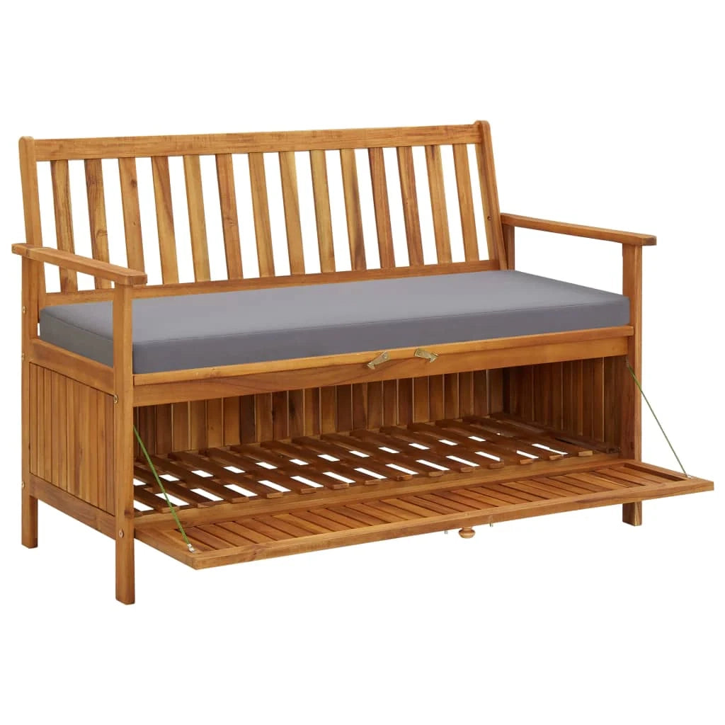 Panca da giardino mobile da giardino per esterni terrazza portaoggetti da giardino 120 x 63 x 84 cm in legno massello di acacia 02_0011802