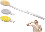 Rugborstel 3 in 1 con manubrio lungo per doccia - con aiuto di applicazione di crema per il corpo - crema per la schiena e spazzola per il corpo - peeling per la pelle secca