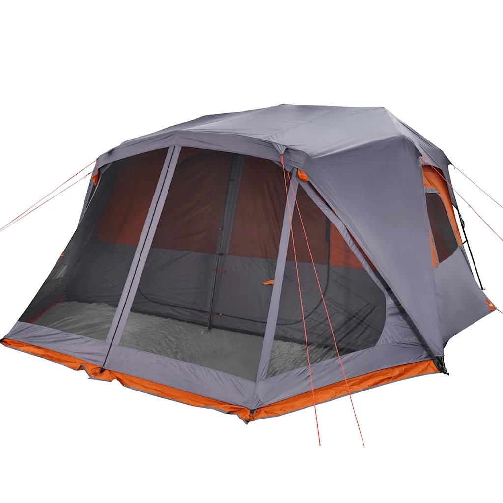 Tenda Campeggio 10 Persone Grigio e Arancione Impermeabile