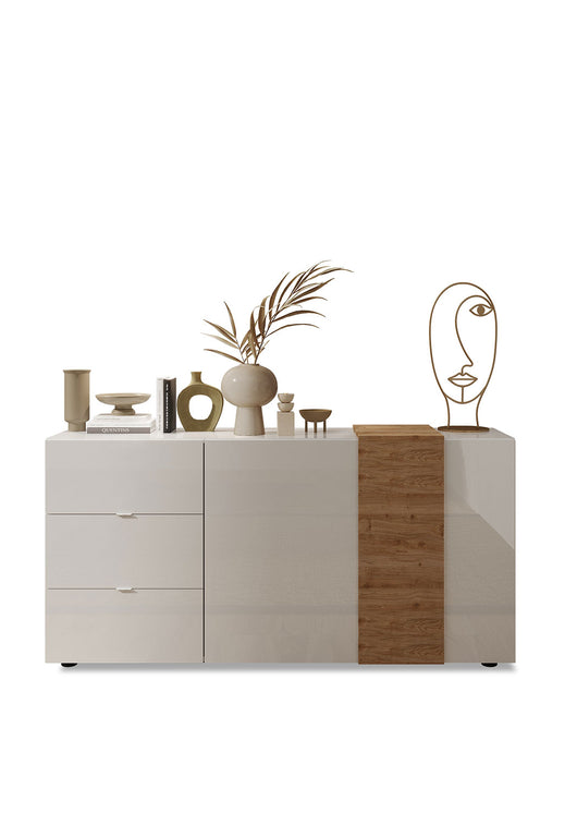 Madia Design Moderno 2 Ante 3 Cassetti Venus 181x44x84 cm Bianco Lucido E Cadiz