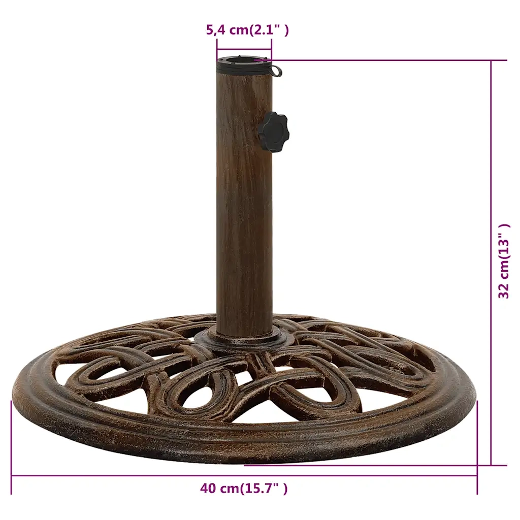 Base per ombrellone-Supporto per ombrellone Bronzo 40x40x32 cm in Ghisa