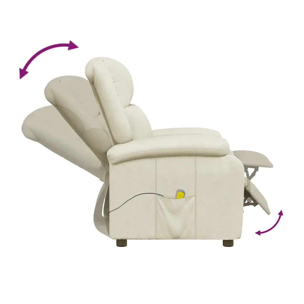 Poltrona Massaggiante | Sedia Relax Bianco Crema in Similpelle