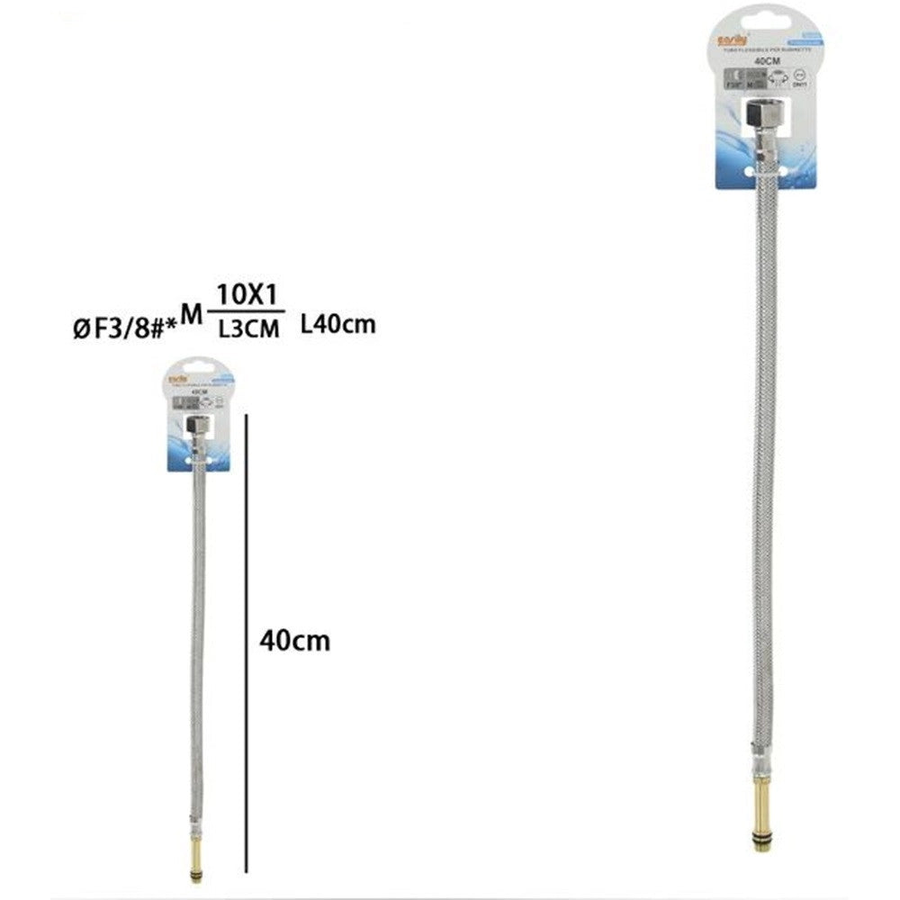 Trade Shop - Tubo Flessibile Flessibili Rubinetto Miscelatore Acqua 40 Cm øf3/8 X M10/1 L3cm 79913 -