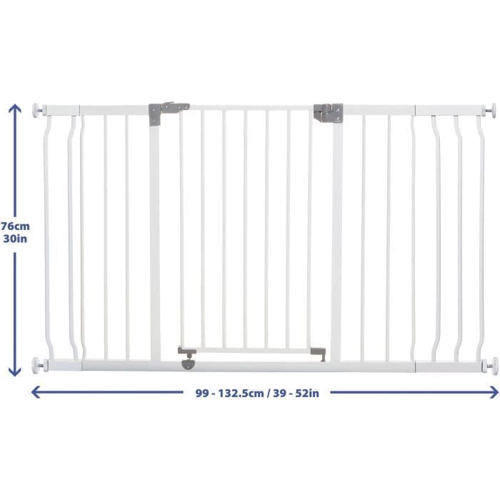 Barriera di sicurezza - DREAMBABY - LIBERTY - 1 barriera + 2 prolunghe - 126-132,5 cm - Bianco