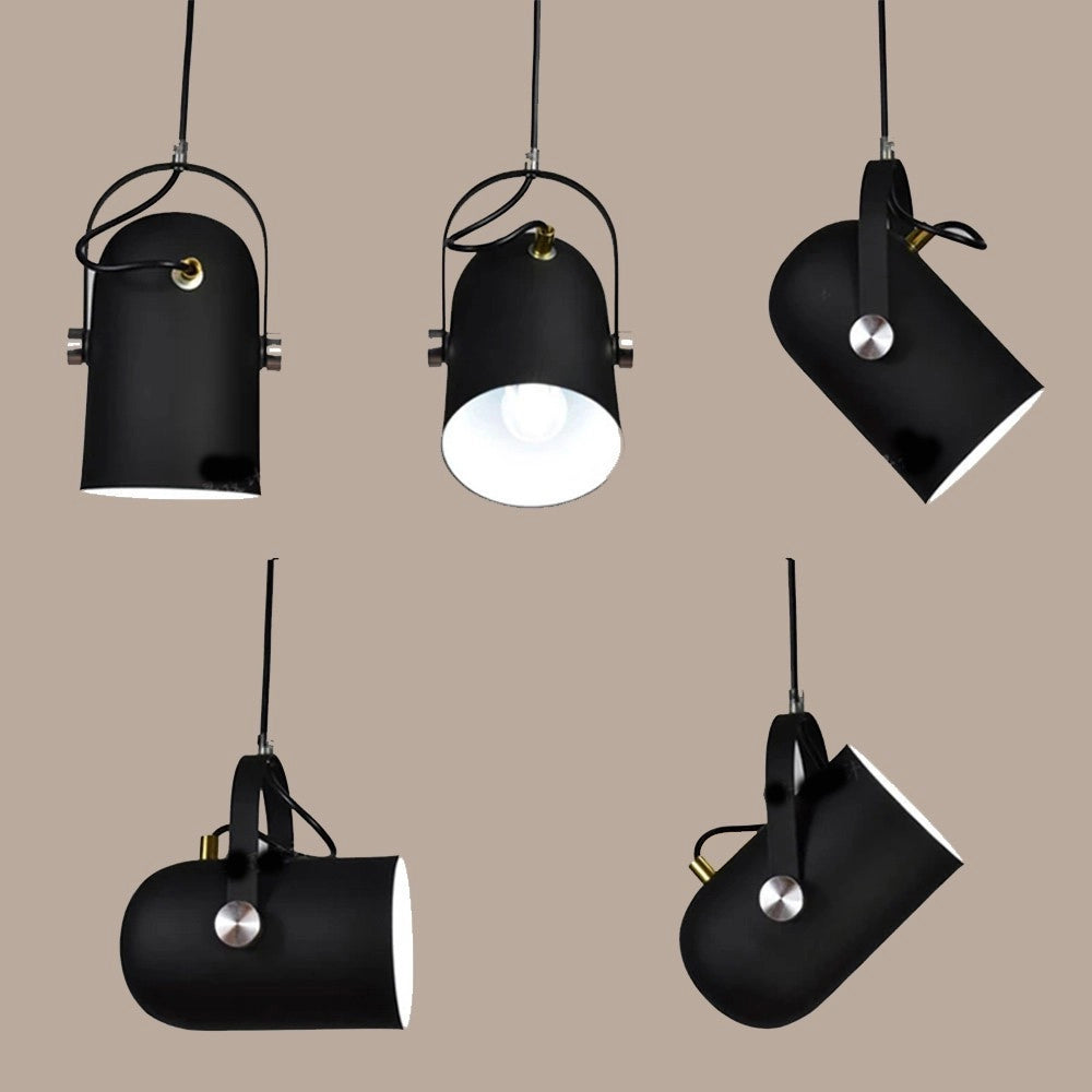 Trade Shop - Lampadario A Sospensione Da Soffitto Design Con Paralume Orientabile Attacco E27 Ip20 A21 - Nero