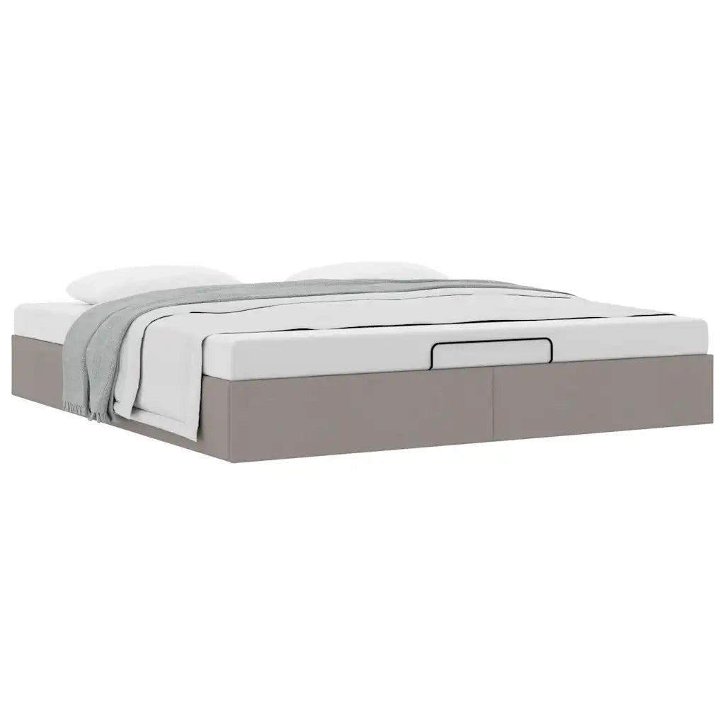 Struttura Letto Pouf senza Materasso Tortora 200x200 cm Tessuto