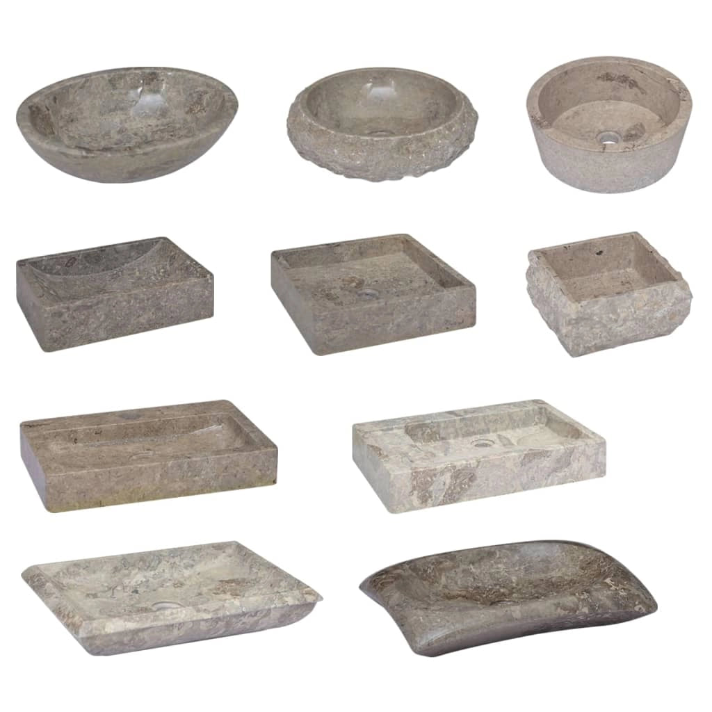 Lavandino da bagno lavabo da appoggio lavabo da WC lavabo da bagno lavabo da interno 53 x 40 cm marmo grigio 02_0002817