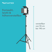 Instarter Luce video a LED con treppiede e controllo tramite app per vlogger e influencer I Potente 60W come luce dimmerabile per streaming e foto I Ruotabile a 360° I Luce calda e fredda