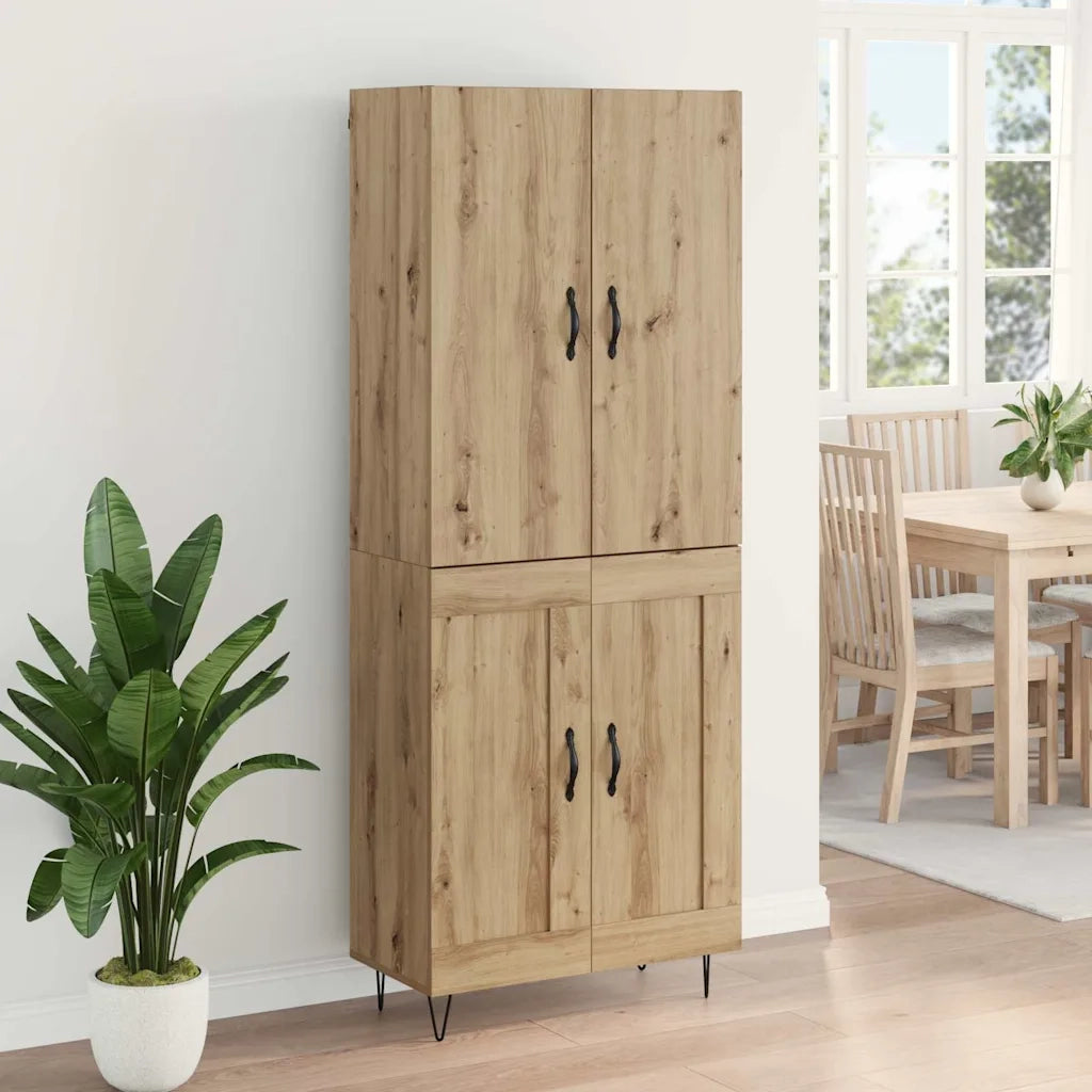 Credenza 2 pcs Rovere artigianale Legno ingegnerizzato e vetro 3415885