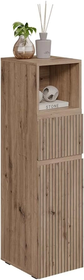 mobiletto bagno Takumi, Artigiano, 30 x 112.6 cm con cassetto e anta, per la conservazione e l'organizzazione degli accessori da bagno