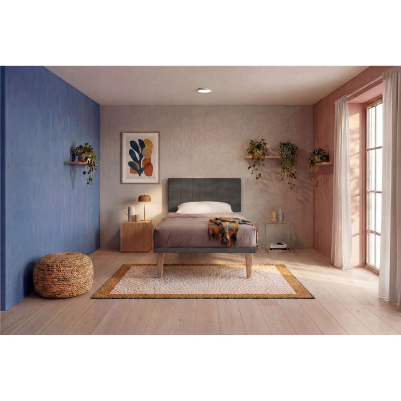 Letto imbottito Piazza e mezzo 120x190 cm Vertical - Con rete,Microfibra,Grigio