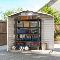 Casetta da Giardino in Metallo con Porte Scorrevoli e Lucchetto con Chiavi, 2.1x1.2x1.9m, Grigio Scuro