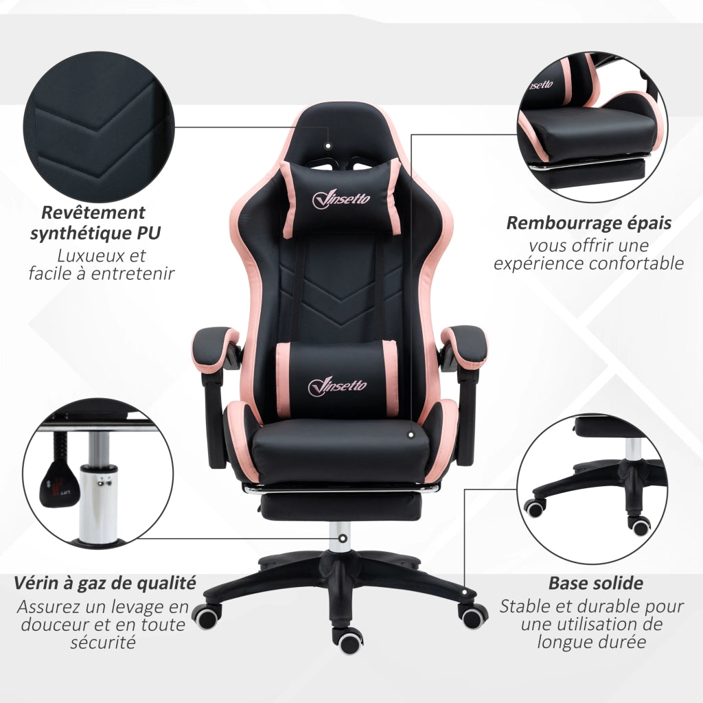 Poltrona da gaming ergonomica ¨C zephmum ¨C rosa 65x65x121-129 cm