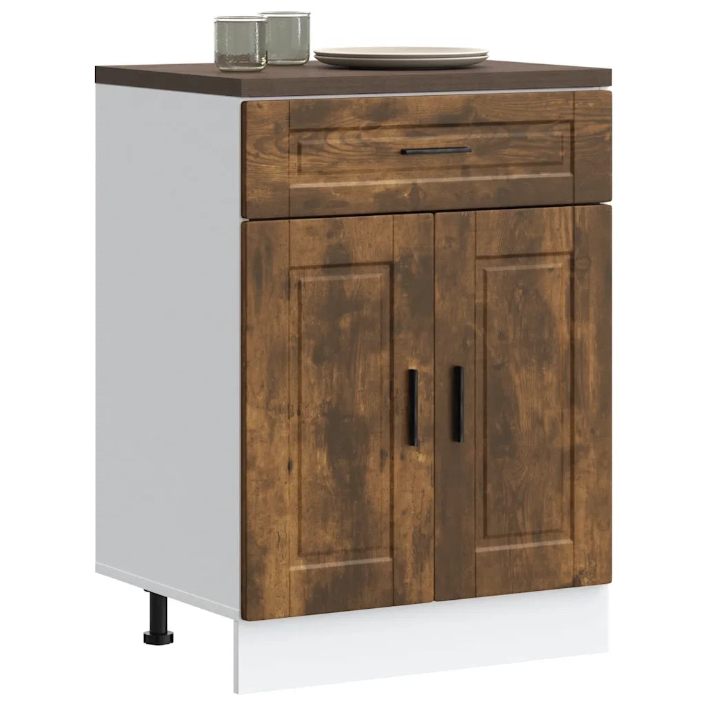 Pensile da cucina | Base da Cucina Porto Rovere Fumo in Legno Multistrato
