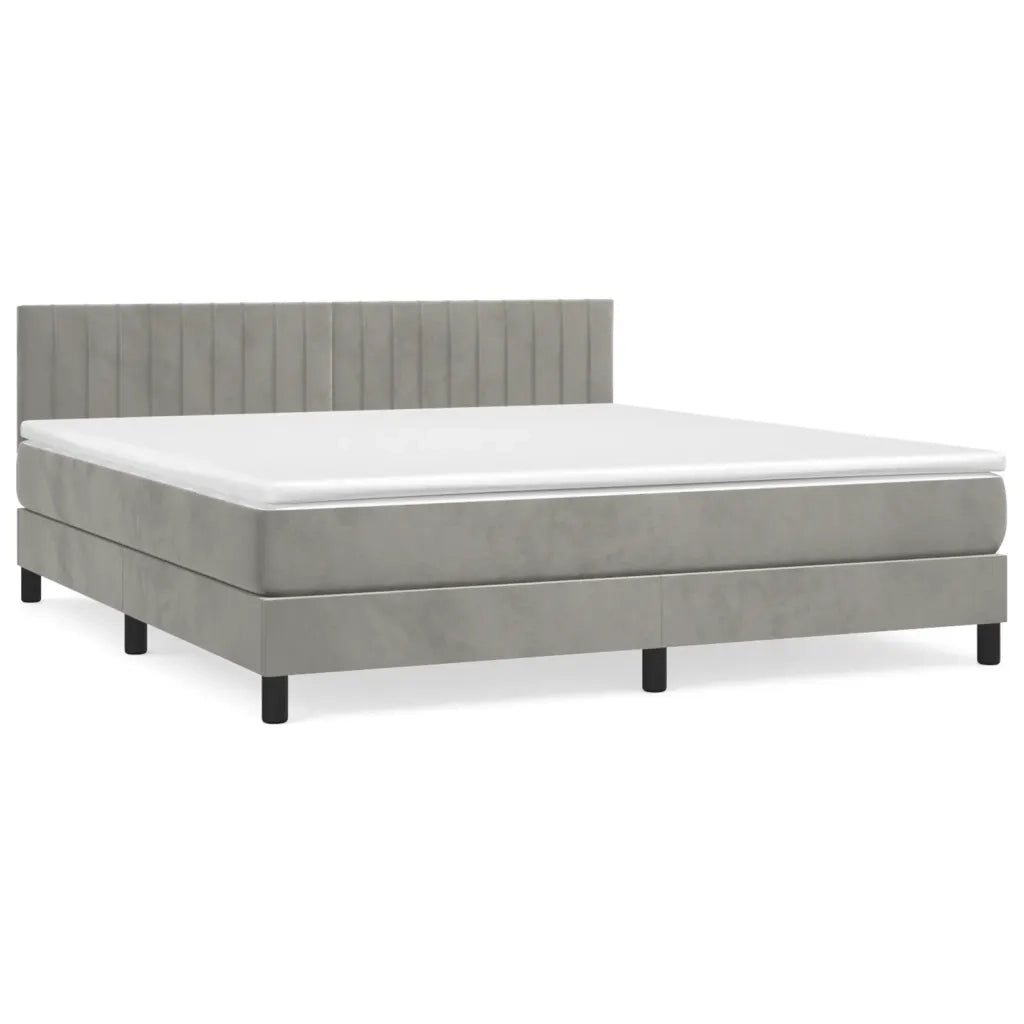 Giroletto a Molle con Materasso Grigio Chiaro 180x200cm Vellutocod mxl 75675