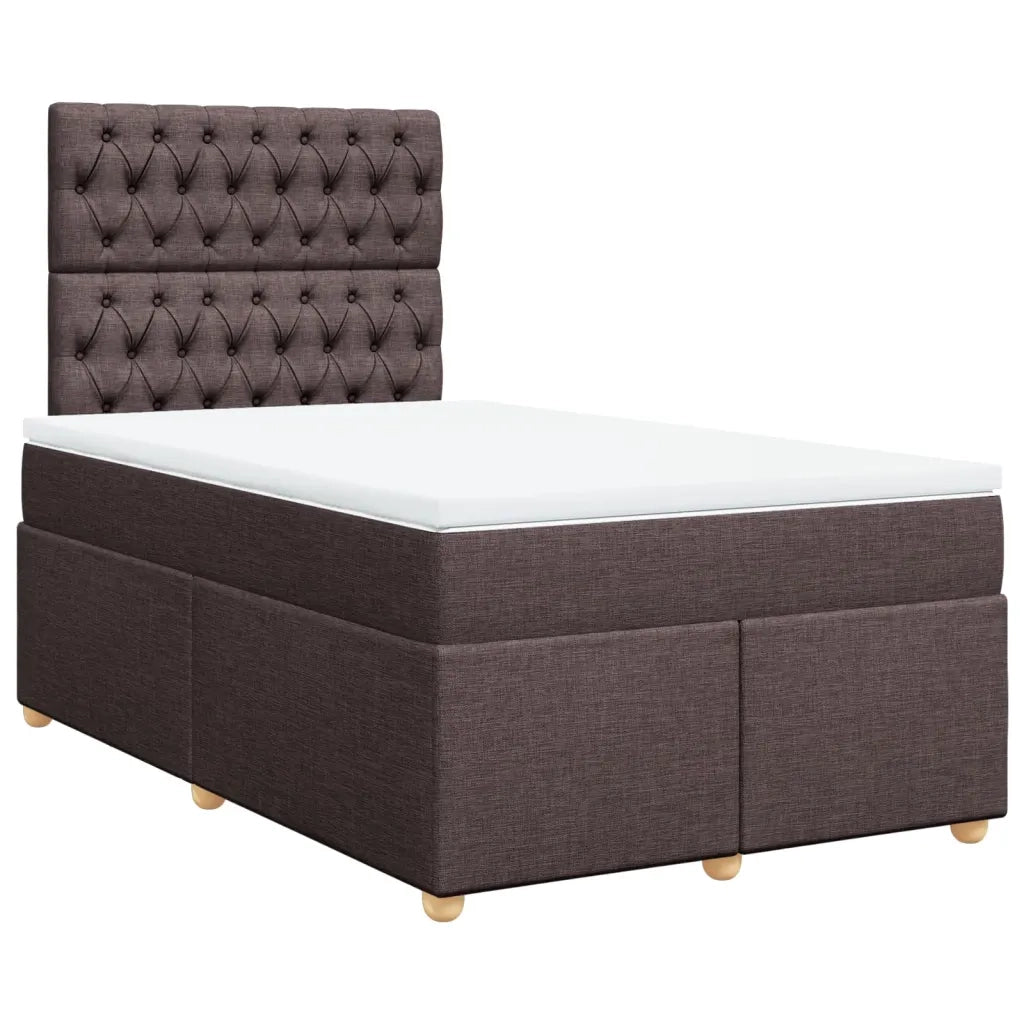 Giroletto a Molle con Materasso Marrone Scuro 120x200cm Tessuto