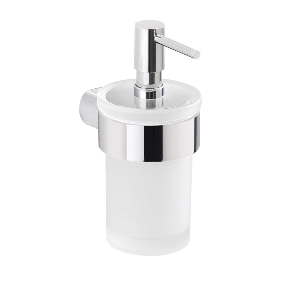 DOSA SAPONE DA PARETE IN OTTONE CROMATO E VETRO MODELLO PIRENEI - DIM. CM (LXPXH): 6,9X9,1X15,4  - CROMATO  - GDY