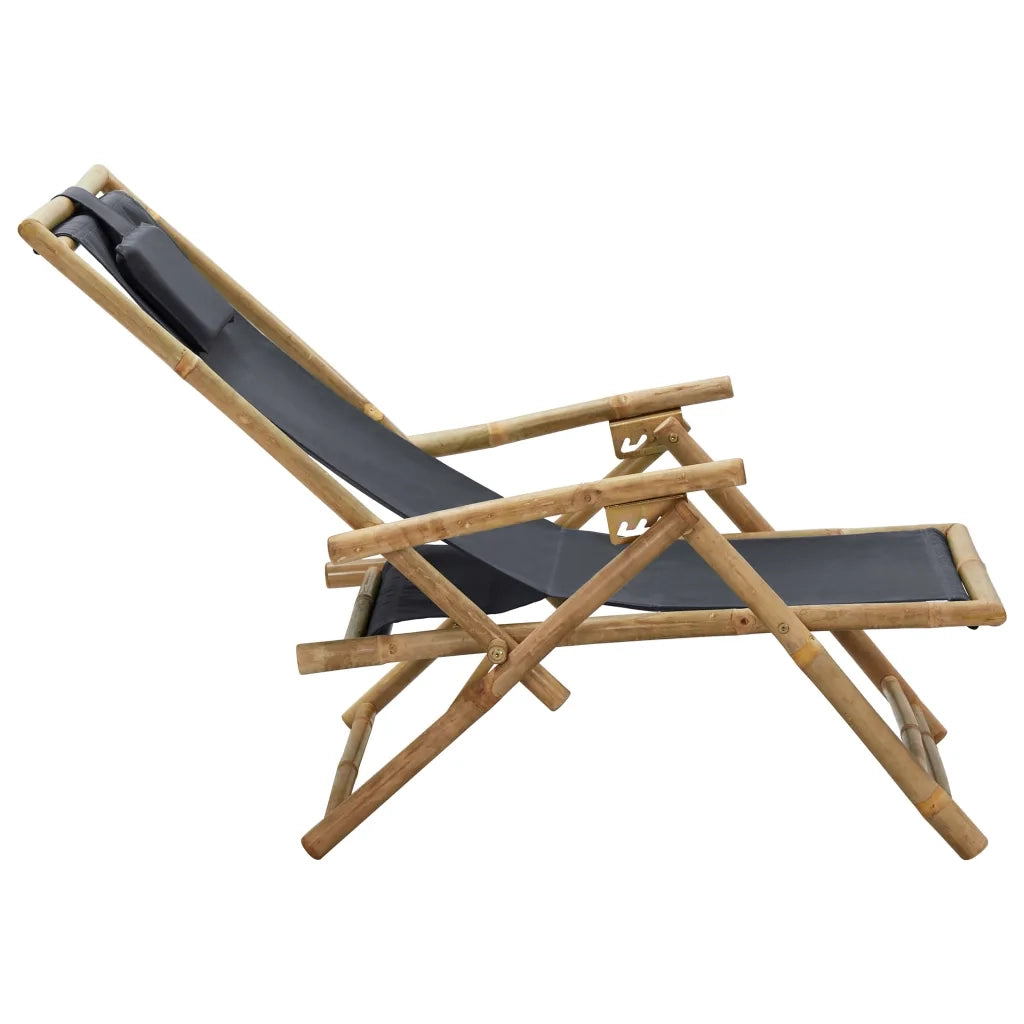 Sedia Reclinabile Relax Grigio Scuro in BambÃ¹ e Tessuto cod mxl 20527