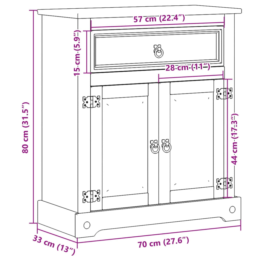 Mobiletto da bagno 70 x 33 x 80 cm con ampio spazio di stoccaggio rustico in legno di pino massiccio 02_0057604