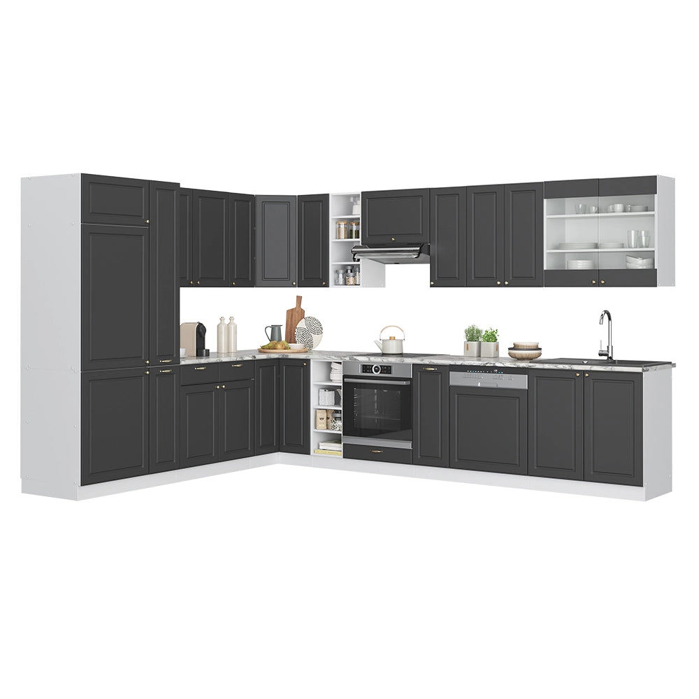 Cucina angolare completa Fame-Line Antracite-oro/Bianco 347 x 60 cm, PL Antracite Vicco