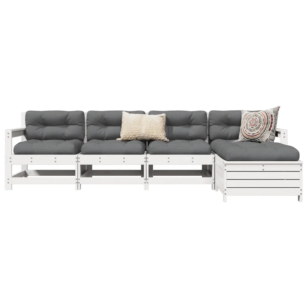 Set Salotto da Giardino 5 pz Bianco in Legno Massello di Pinocod mxl 92947