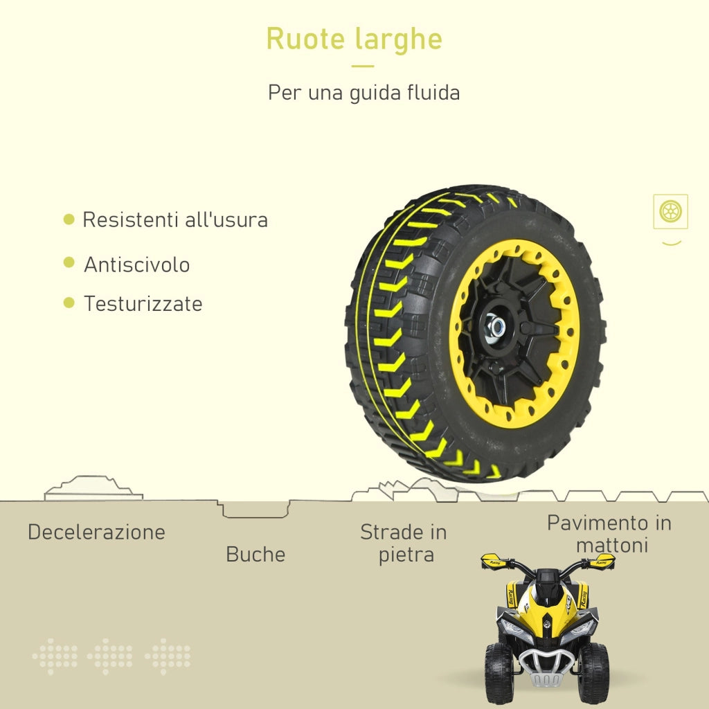 Quad per Bambini a Spinta Manuale con Suoni Integrati Giallo