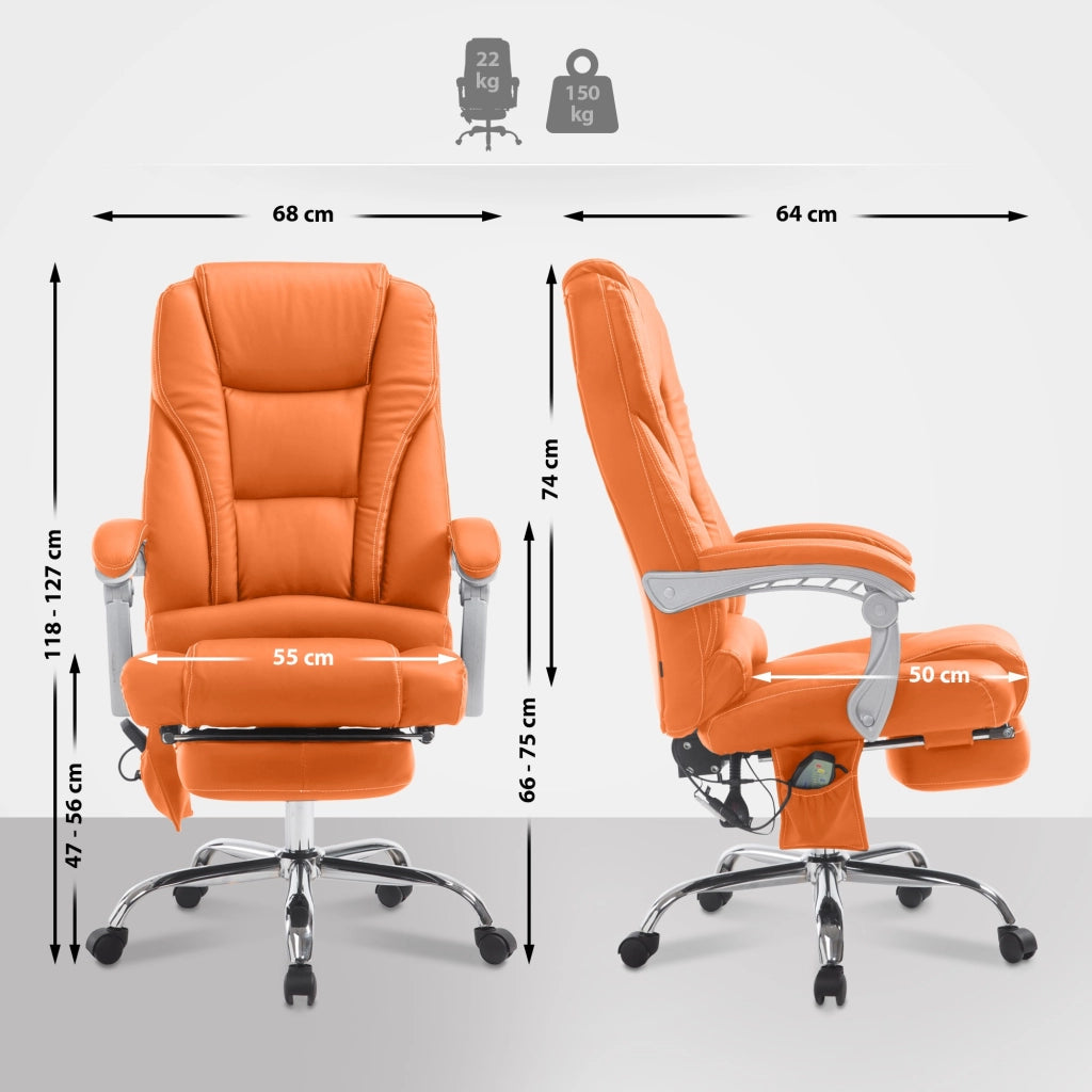 Sedia da ufficio Pacific con funzione massaggio in similpelle arancione