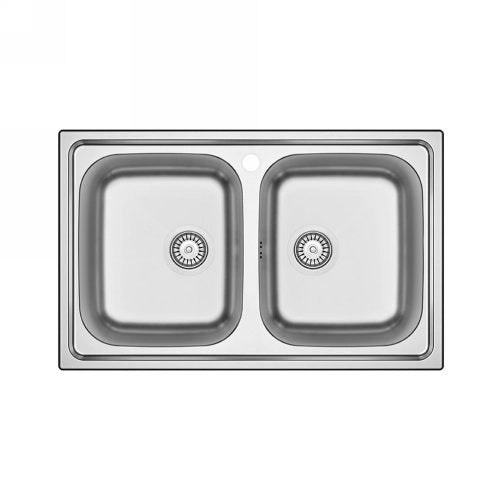 Lavello incasso in acciaio inox 80x50 due vasche  - Cromo