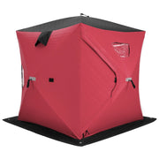 Tenda da pesca sul ghiaccio pieghevole capanno 2 persone pareti cotone, Tenda da pesca sul ghiaccio con porta e cerniera Rosso-Tende