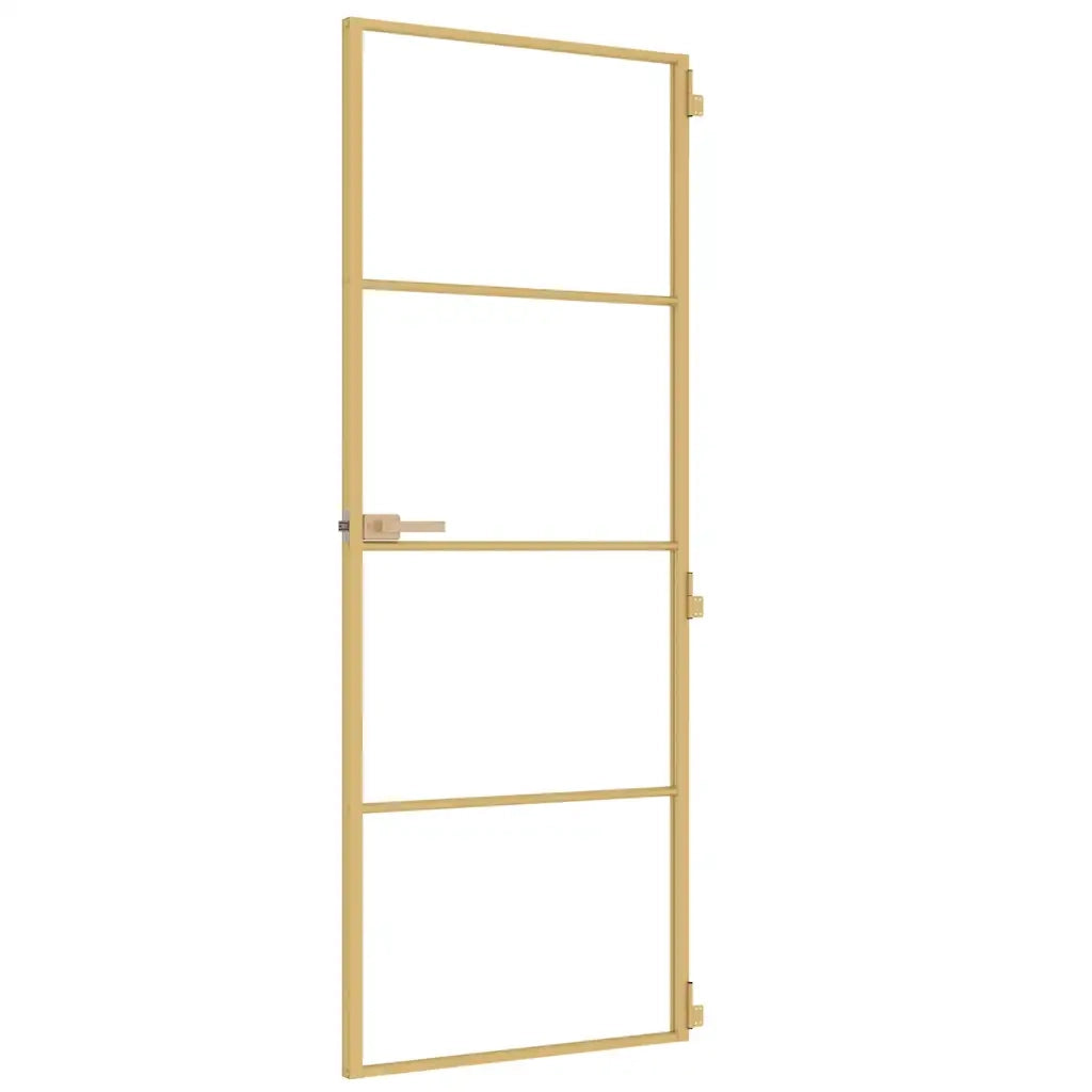 Porta Interni Sottile Oro 76x201,5cm Vetro Temperato Alluminio 155132