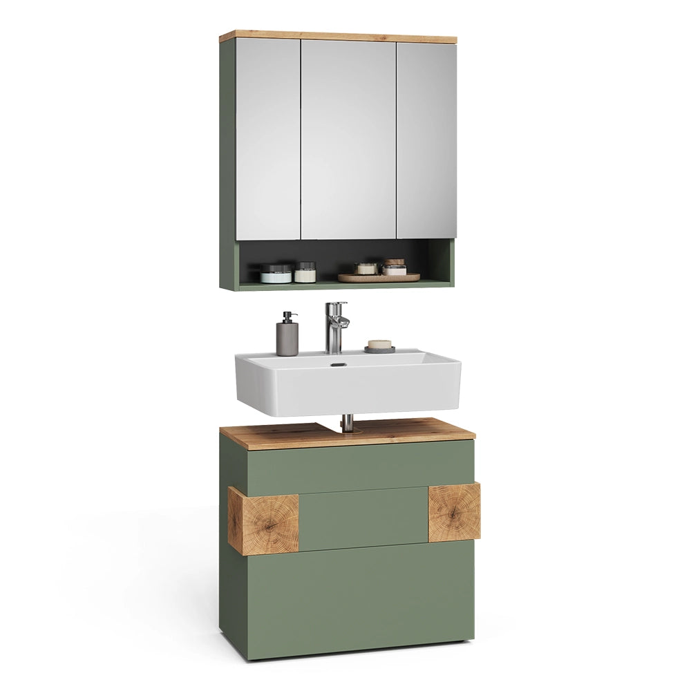 Vicco Set di mobili da bagno Verde/Artigianale 2 parti